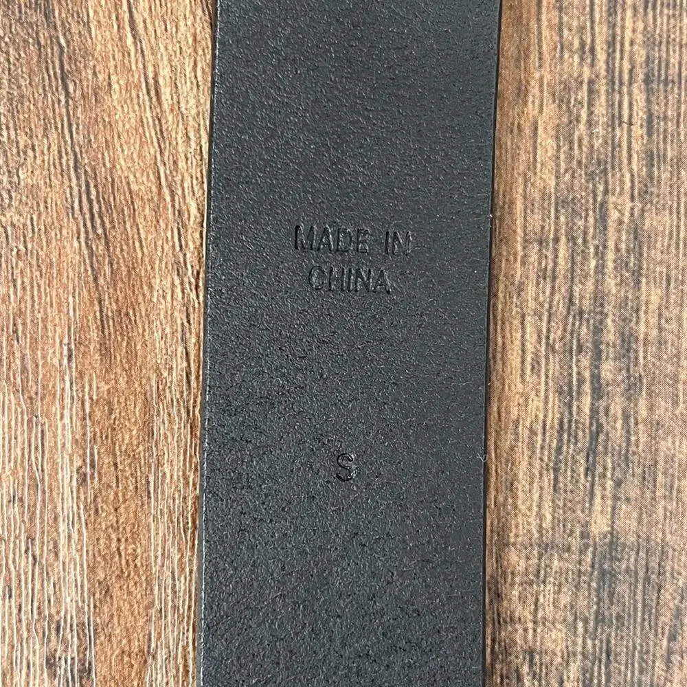 VTG Ralph Lauren Polo Leather Belt Y2K Hinge Buckle Edgy Womens Size Small Black